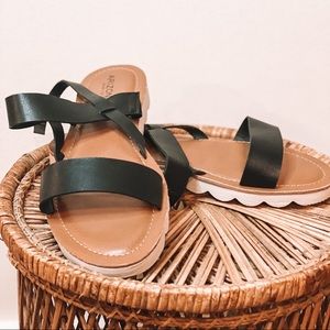Black strap sandals